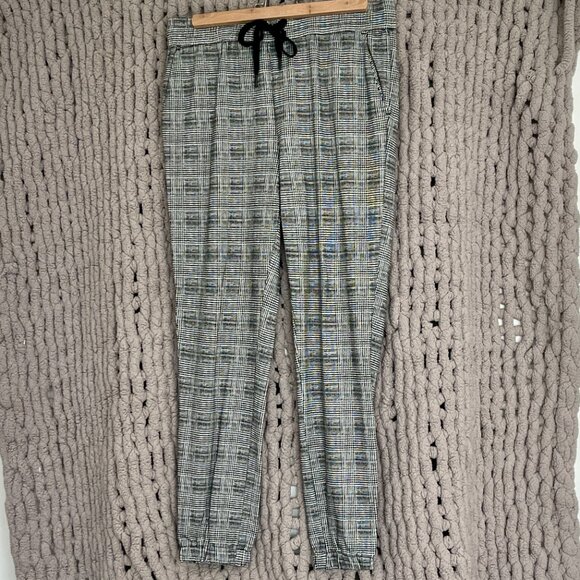 Jogger Style Dress Pants (2 pairs) Black/White Checked & Brown/Beige Tartan (M) - Picture 2 of 15